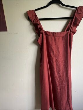 Hatch Rust Ruffle Strap Midi Dress